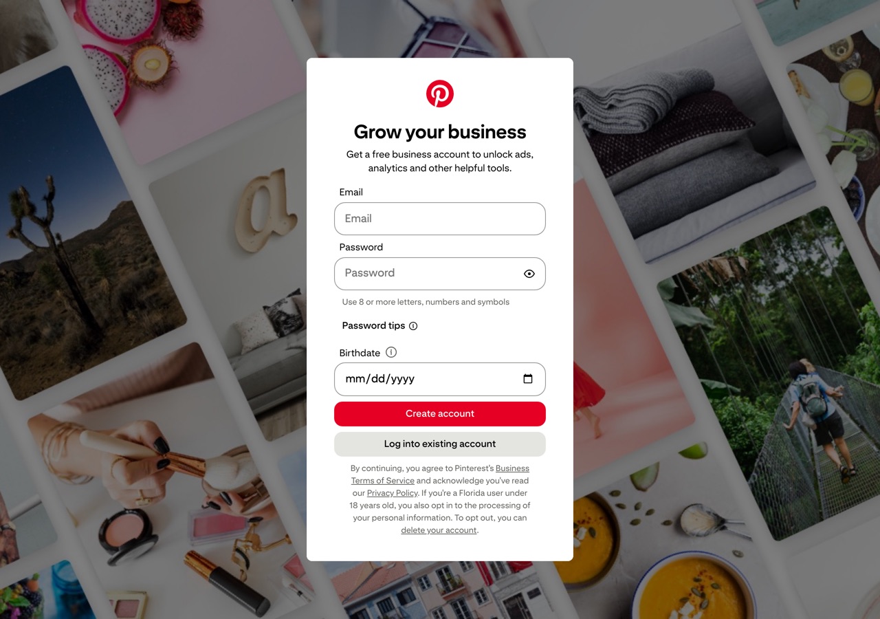 Screenshot of Pinterest Business