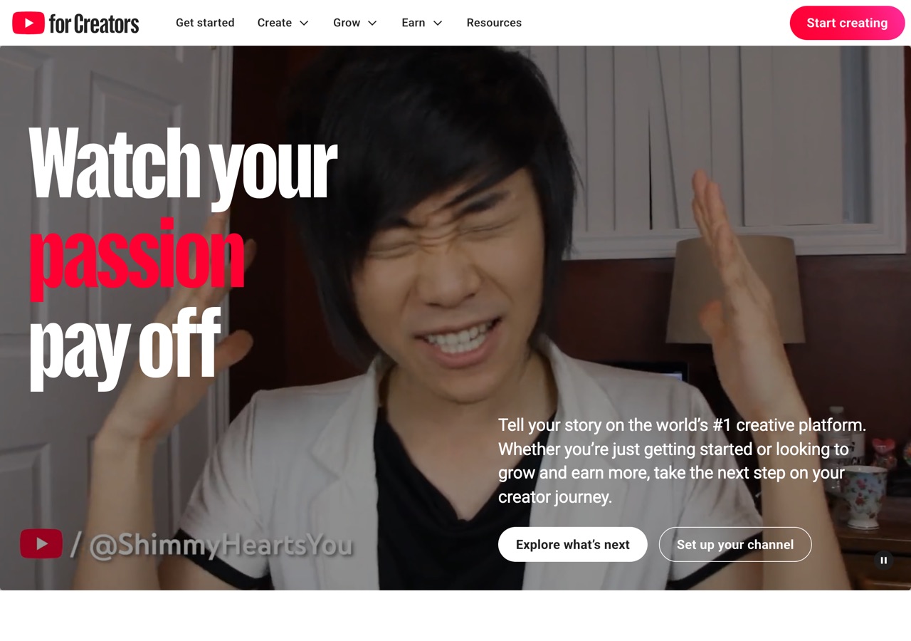 Screenshot of YouTube Creators
